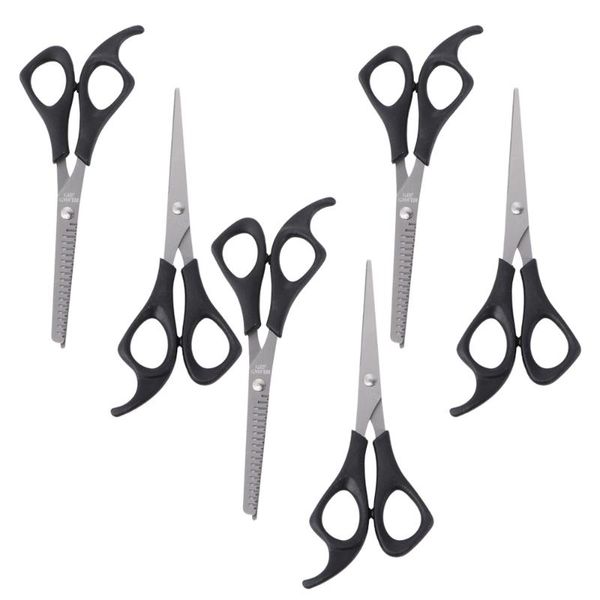 

hair scissors 6pcs stainless steel tooth portable hairdressing professional gromming for salon home (black)