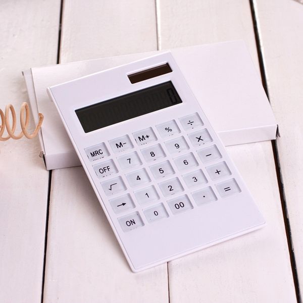 Calculadora de mesa Ultrafino display grande de 12 dígitos Bateria solar Dual Power Botões de cristal Contador básico para escritório escolar