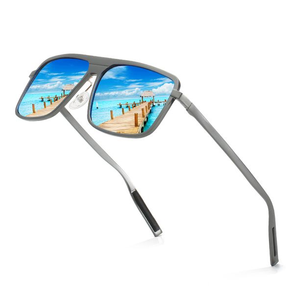 Aluminium-Magnesium-Sonnenbrille für Herren/Damen, klassisch, polarisierte TAC-Linse, quadratische Brille, Antireflex-Sonnenbrille, Oculos de Sol