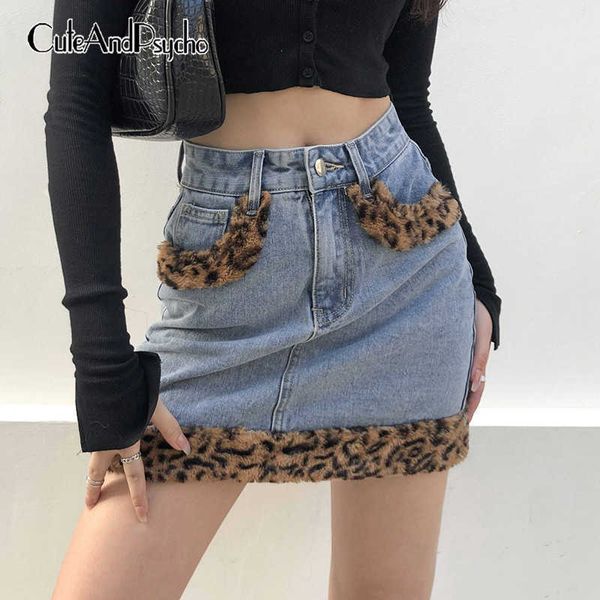 Minigonne Y2K da donna stampate leopardate Sexy vintage skinny aderenti gonne estetiche streetwear harajuku anni '90 gonne Cuteandpscho Y0824