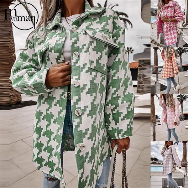 

women's trench coats inwoman autumn coat for women 2021 lapel long sleeve loose female pink green pocket clubwear jackets, Tan;black