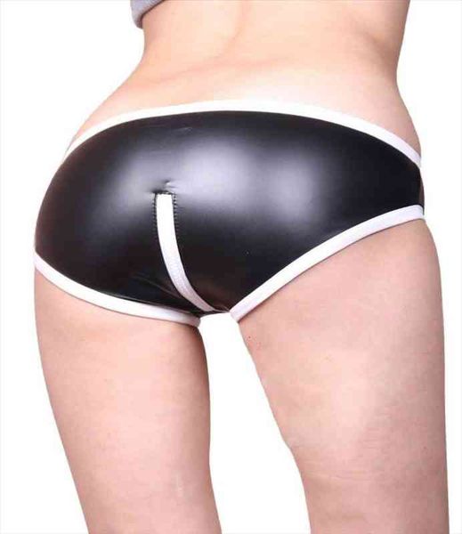

zipper open u crotch shorts latex micro mini shorts low waist booty short exotic culb pole dancing wear, White;black
