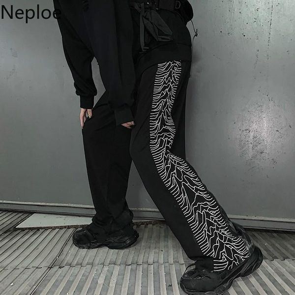 

women's pants & capris neploe harajuku vintage printing long trousers bf style korean 2021 spring summer women men causal wide leg 5748, Black;white