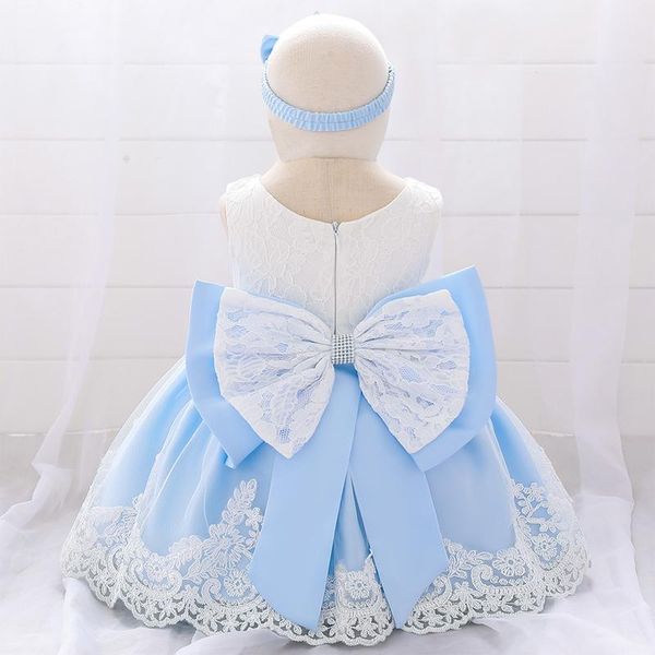 

girl's dresses 2pcs baby girl big bow lace tulle christening princess toddler birthday party ball gown dress born children baptism 1 ye, Red;yellow