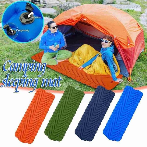 

outdoor pads m-shape air bed ultra light nylon tpu sleeping pad camping travel inflatable beach moisture-proof mattress mat for f2h1