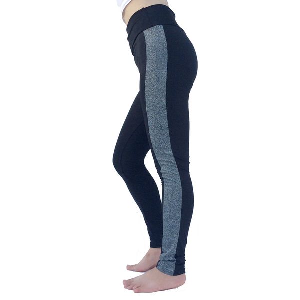 

leggings fashion side quick drying running high waist stitching yoga pants fitness exercise capris c011, Black