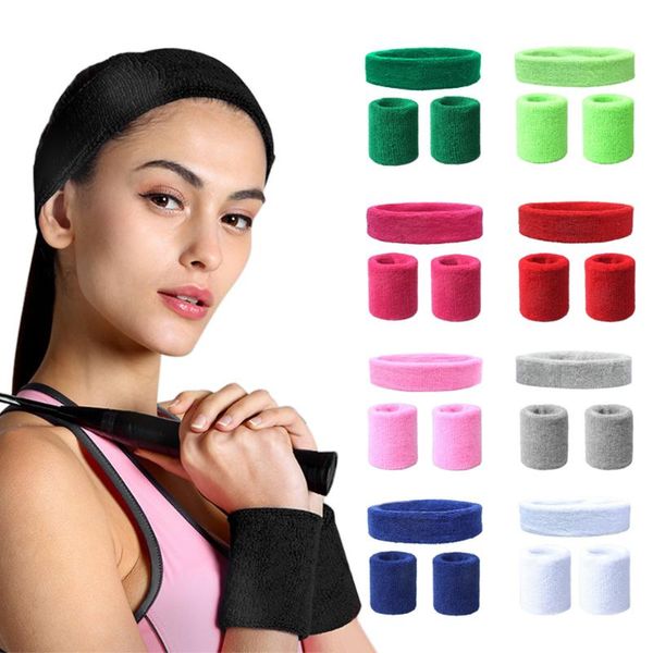 

wristband headband set sports fitness breathable sweatband wrist support and protective, Yellow;black