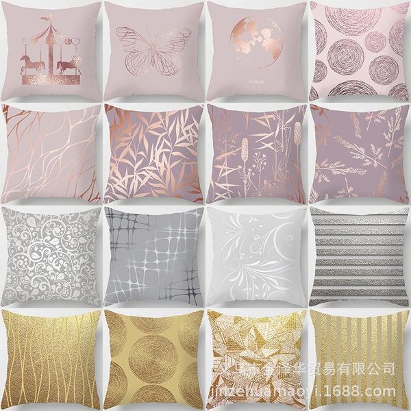 

cushion/decorative pillow nordic ins geometric abstract case flow of gold elements hd print peach cover sofa soft cushion throw