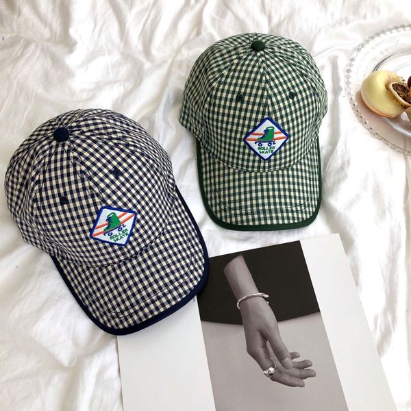 

cap in women's plaid baseball chaoren chaopai designer fashion versatile spring and autumn minority new hat, Blue;gray