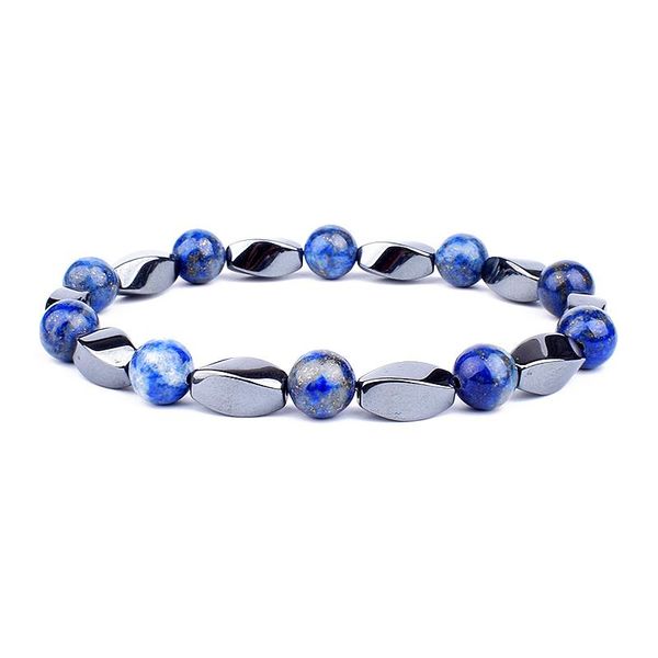 

beaded, strands lapis lazuli hematite charm bracelets men lazurite distortion for women natural energy stone bracelet jewelry, Black