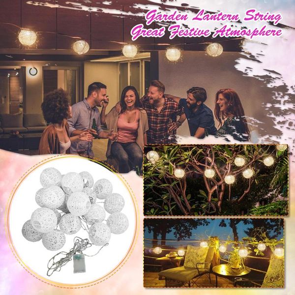 

strings luminous lanterns are used for patio gardens and house garden decoration white wedding paper lampshade party decor