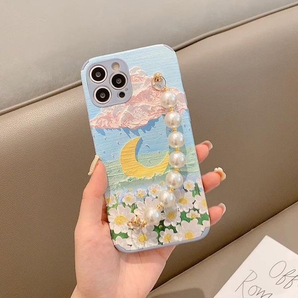 

cell phone pouches woman embossed flower pearl bracelet case for 1112 pro max mini xsmax x xs xr 6 6s 6plus se 7 8 plus camera
