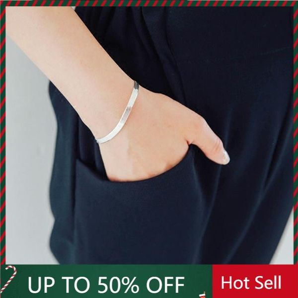 

bangle fashion 100% 925 sterling silver ladies bracelet jewelry female snake chain promotion gift for girlfriend bracelets women, Black