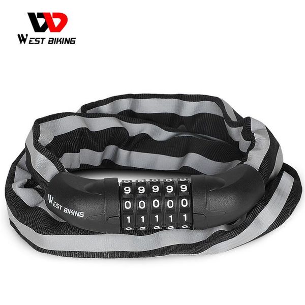 

bike locks west biking bicycle chain lock password code safety anti-theft reflective motorcycle electric scooter universal