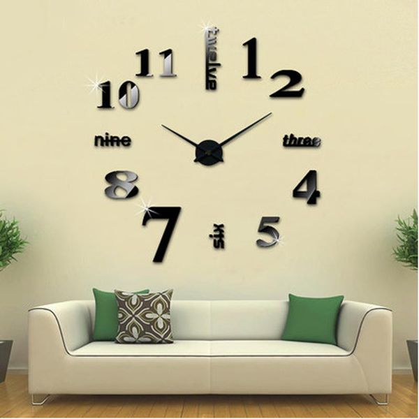

wall clocks quartz home decoration acrylic mirror large clock 3d diy big size sticker modern design unique fashion gift