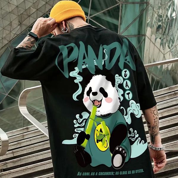 Мужские футболки Tide Hip Hop Tees футболка китайского стиля Panda harajuku Laise Men Tops Casual Summer Ungize Male Punk Olde