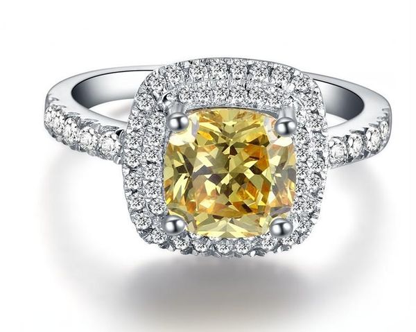 

cluster rings 1 white gold 14k yellow stone fascinating simulate diamond women wedding ring bonzer design lovely anniversary gift, Golden;silver