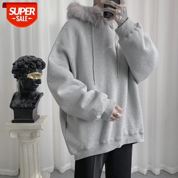 

2020 winter men's loose coats thickening velvet pullover keep warm hoodies cotton clothes casual male sweatshirts m-xl #zy5x, Black