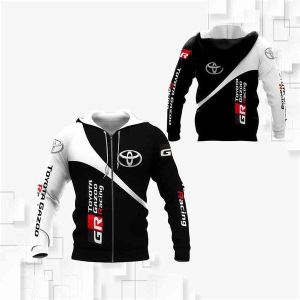 

spring leisure toyota car 3d printing hoodie harajuku zipper et fashion hip hop plus size sportswear punk, Black