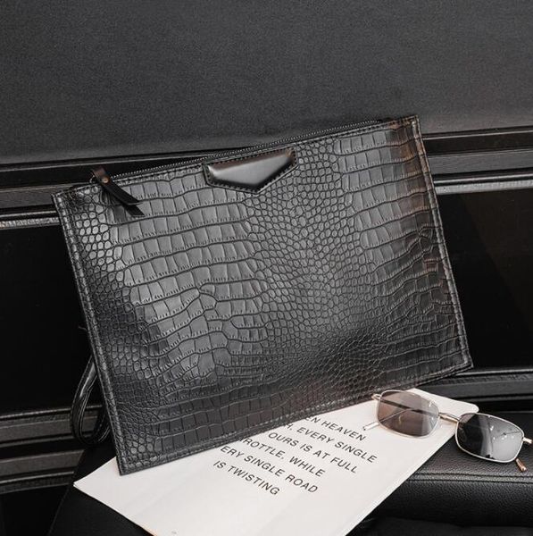 

Factory wholesale men bag trend embossed crocodile mens handbag leather simple man with large capacity package are crocodiles envelope bags, Small black