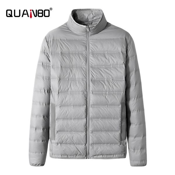 

men's down jacket 2021 autumn winter lightweight stand collar brand clothing, Black