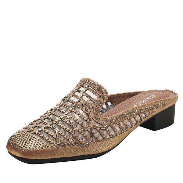 

slippers woman fashion beach garden shoes weave outdoor summer for women hollow out crystal flat sandals slides, Black