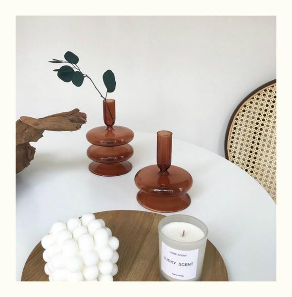 

candle holders a set of 2 conical holder glass decoration home nordic vase birthday gift