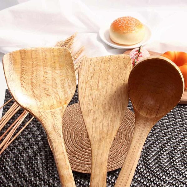 

spoons long wooden cooking rice spatula scoop kitchen utensil non-stick hand wok shovel
