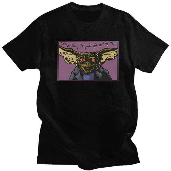 

men's t-shirts gremlins stripe t shirt short sleeve cotton tshirts novelty t-shirt retro horror sci fi gizmo 80s movie mogwai monster t, White;black
