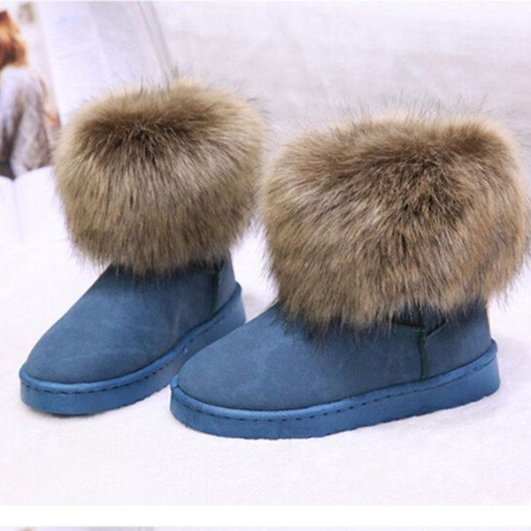 

boots nice autumn and winter women flat suede short with thick hair warm botas mujer snow z165, Black