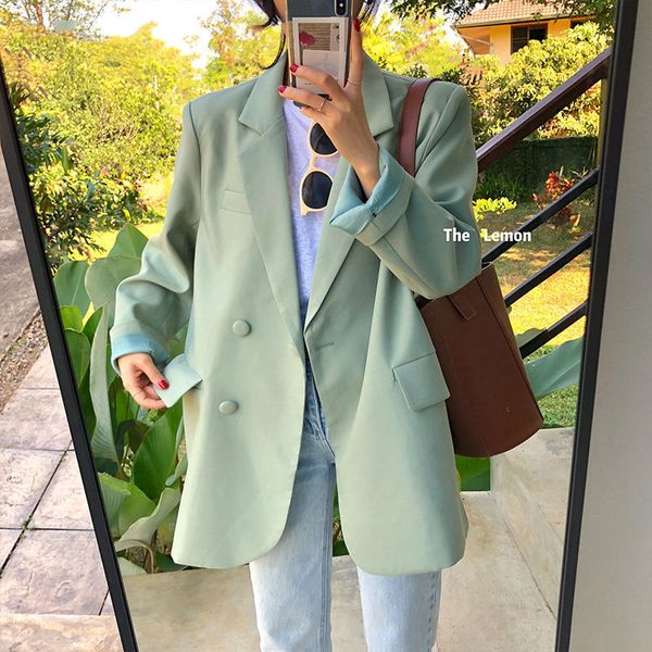 

wonder chic single breasted blazer vintage female loose jackets casual street office lady blazers outwear 210510, White;black