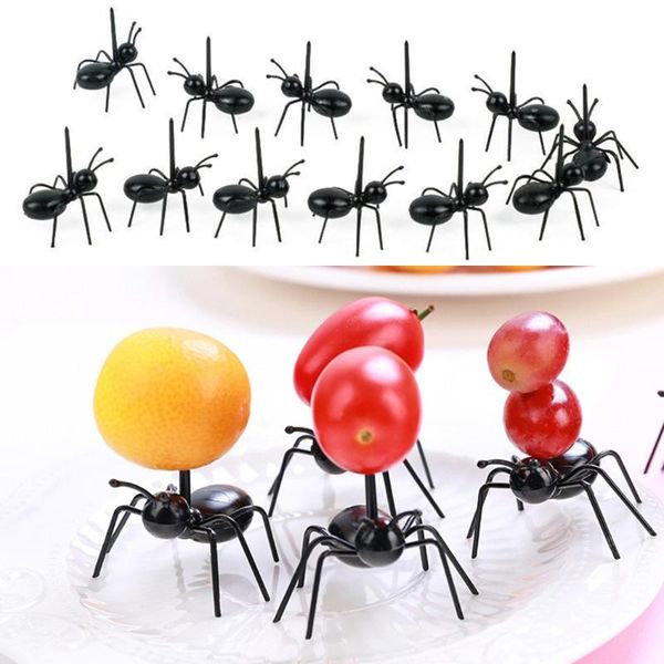 

forks 12pcs cute plastic ant shape fruit dessert mini pick creative tableware suppliers for home party dinner cutlery