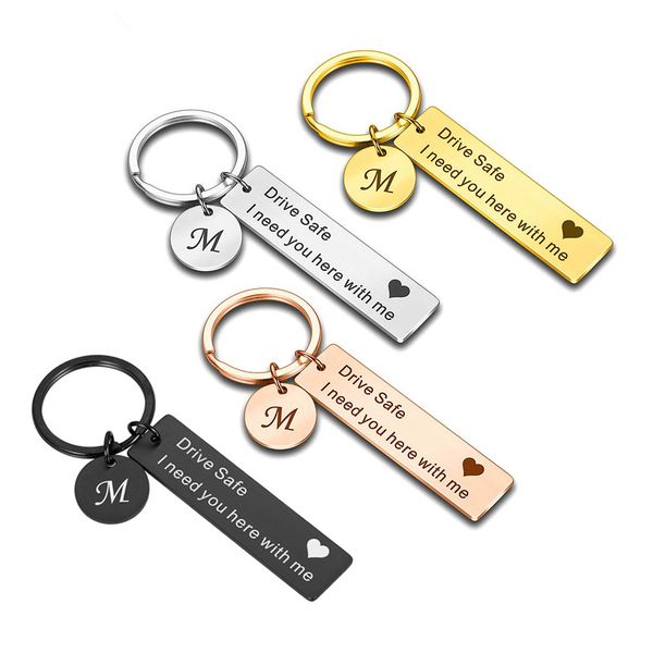 

custom drive safe keychain a-z 26 initials lettering men women boyfriend husband key chain birthday chritsmas fathers day giftsdio chan cont, Slivery;golden