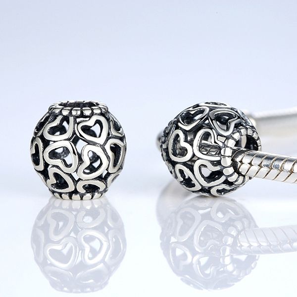 

100% factory price 925 sterling silver european charms beads fit female necklace bracelets diy sweetheart jewelry 20pcs/lot pas021, Black