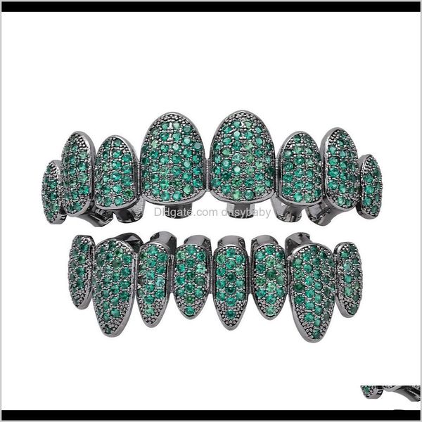 

grillz, dental body drop delivery 2021 luxury designer jewelry mens hip hop iced out teeth grillz diamond grills rock dj rapper bling shiny, Black