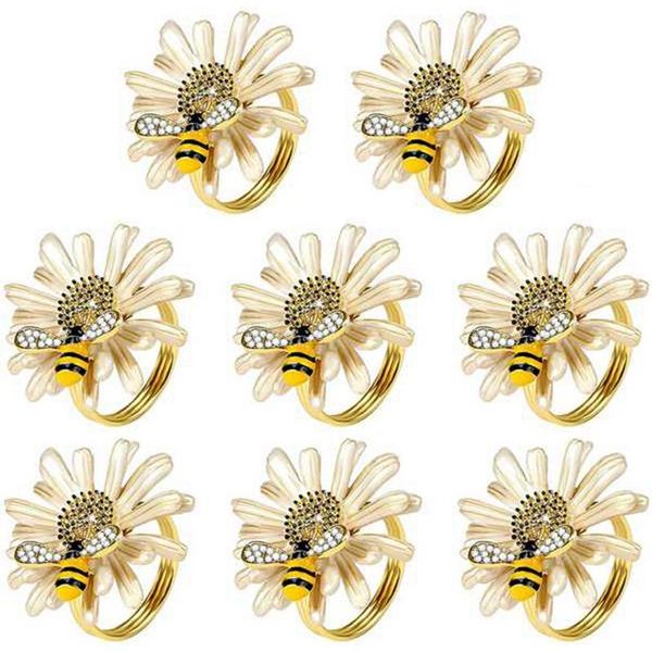 

napkin rings daisy flower rings,metal bee holders for wedding party or daily use,beautiful your dinner table decor