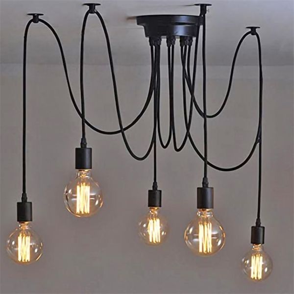 

ceiling lamp retro industrial style e27 edison light bulb hanging spider