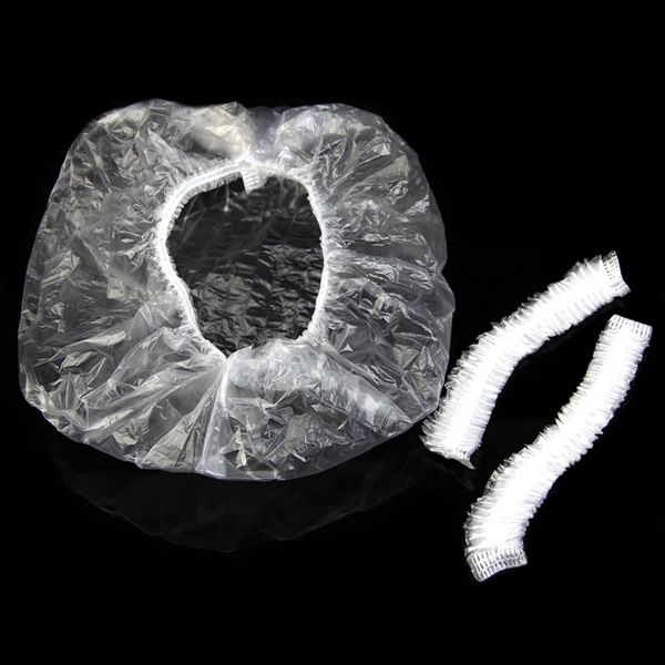 

100pcs disposable one-off l home shower bathing clear hair elastic caps hats