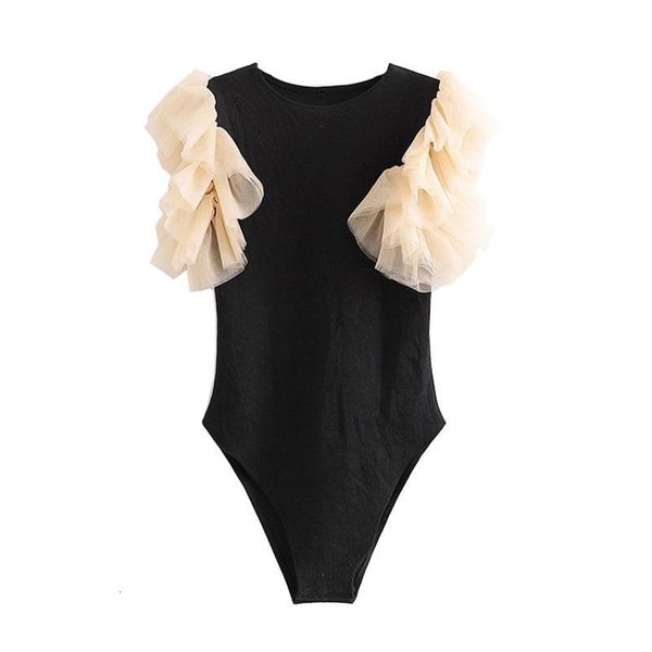 

women's jumpsuits & rompers knitted patchwork skinny bodysuits short sleeve stretchy sim fit female casual basic black playsuits mujer, Black;white