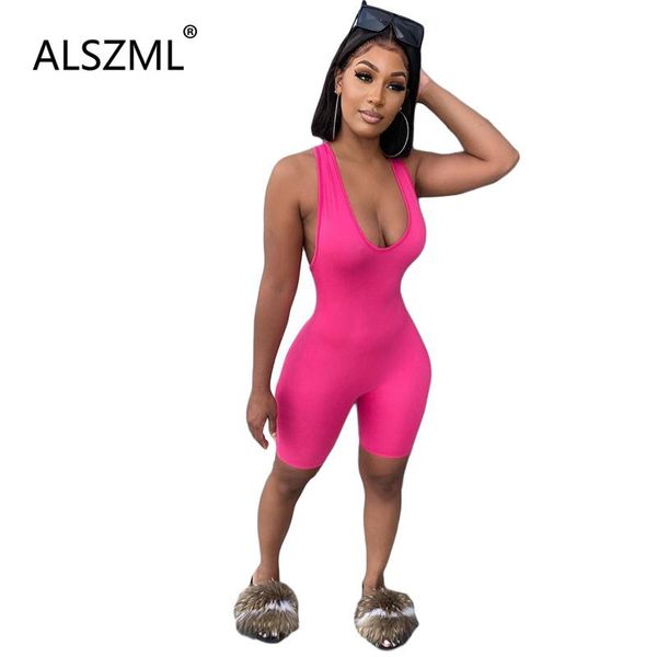 

women sporty jumpsuit summer solid color overalls for lady casual skinny romper one piece women's jumpsuits & rompers, Black;white