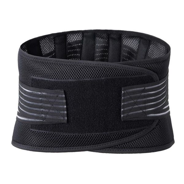 

1pc back waist support elastic mesh adjustable useful breathable belt strap lumbar brace for sports fitness, Black;gray