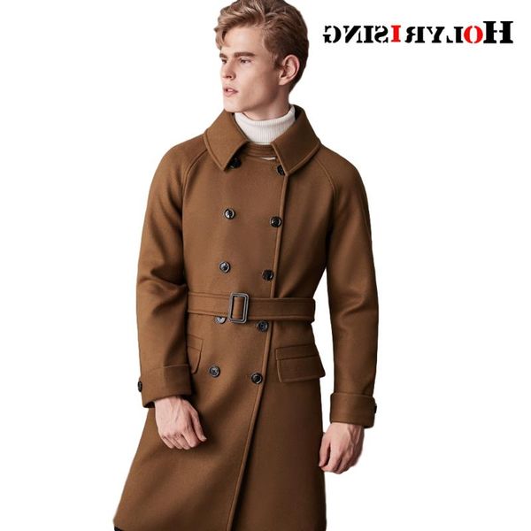

men's wool & blends men coat over-the-knee woolen long 2021 winter m-6xl size luxury extra-long for 3 color, Black