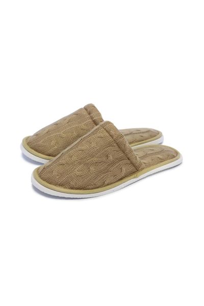 

slippers women's beige knitted warm indoor built home slipper, Black