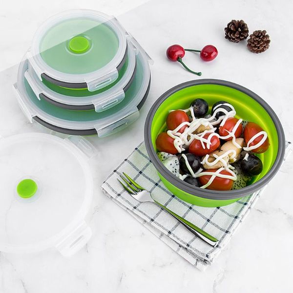 

bowls silicone folding round lunch box set bowl storage bento container