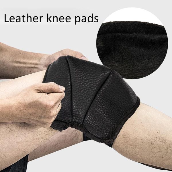 

elbow & knee pads 1 pair leather protective guard motorcycle warm kneepad brace thick motorbike riding sports protector, Black;gray