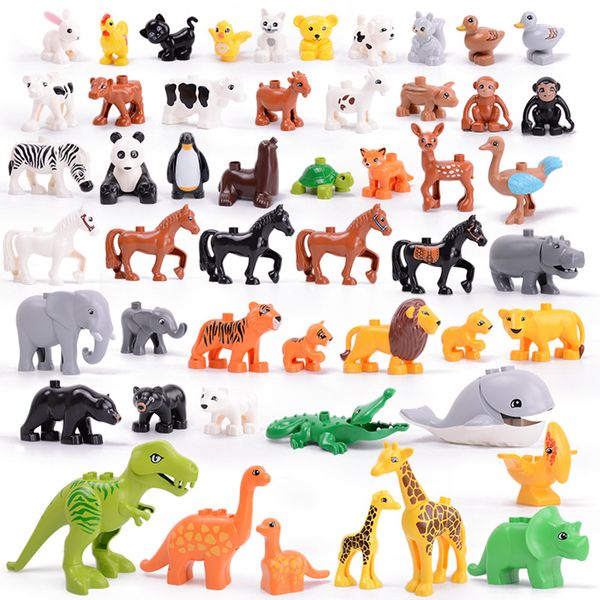 

Big Size Animals Zoo Set Kits Building Blocks Toy Dinosaurs Whales Deer Sheep Dog Toys For Children Christmas Kids Gifts