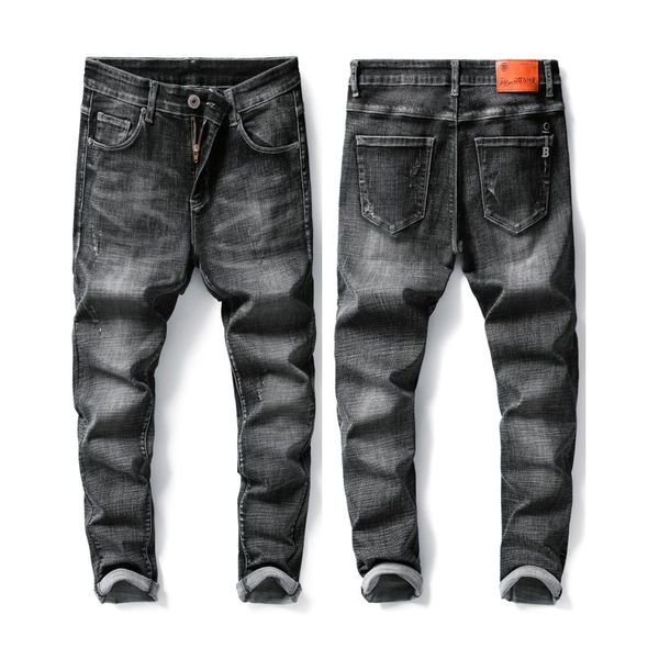 

cotton jeans men denim trousers soft mens pants autumn grey jean pant men's, Blue