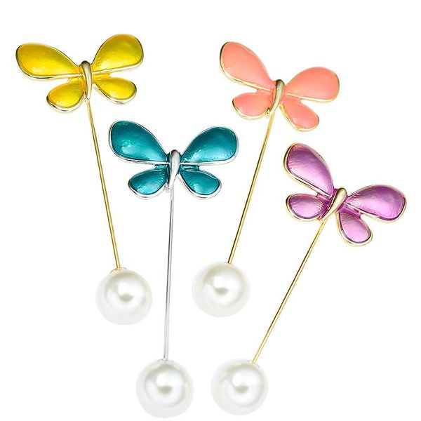 

pins, brooches enamel butterfly pearl end lapel pin stick brooch lady hijab pins jewelry accessories gift, Gray