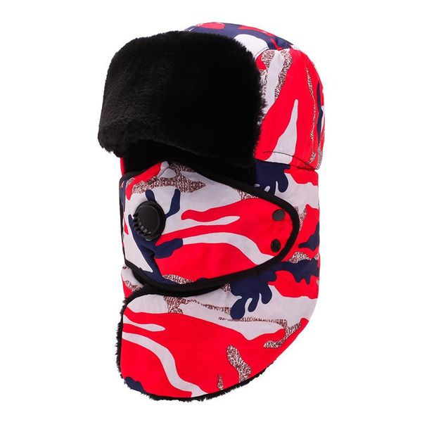 

trapper hats fashion couple cap winter windproof snow resistant women hat thicken warm fur bomber, Blue;gray