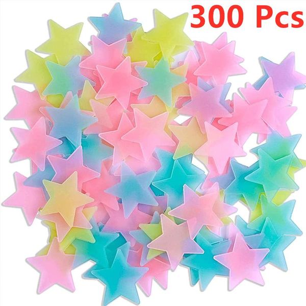

nail art decorations 300 pcs colorful glow in the dark luminous stars plastic wall stickers murals decals for home decor ceiling decorate, Silver;gold
